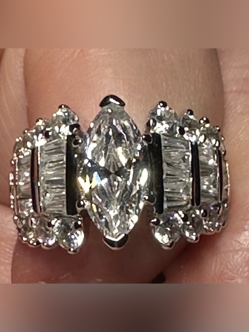 Vintage Victoria Wieck Absolute Marquise & Baguette Sterling Silver Showstopper